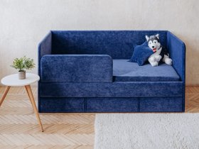 Диван-кровать Happy (синий) в Майском - majskij.mebel-nsk.ru | фото