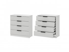 Комод 4 ящика (МДФ) Эккервуд (белый) в Майском - majskij.mebel-nsk.ru | фото