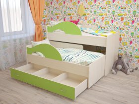 Кровать детская двухуровневая Радуга 80*160 в Майском - majskij.mebel-nsk.ru | фото