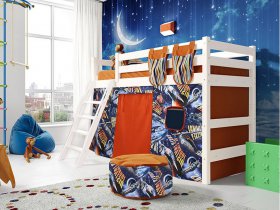 Кровать полувысокая Соня (вариант 6) с наклонной лестницей в Майском - majskij.mebel-nsk.ru | фото