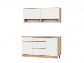 Кухонный гарнитур 1,6м Брауни (дуб делано/белый) в Майском - majskij.mebel-nsk.ru | фото