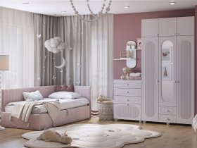 Модульная детская Милана (белое дерево/сакура) в Майском - majskij.mebel-nsk.ru | фото