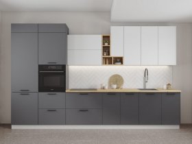 Модульная кухня Фортуна (белый/графит) в Майском - majskij.mebel-nsk.ru | фото