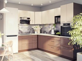 Модульная кухня Классика (ваниль/шоколад) в Майском - majskij.mebel-nsk.ru | фото