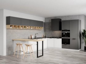 Модульная кухня Перо 3,0м*3,2м (смоки/баунти) в Майском - majskij.mebel-nsk.ru | фото