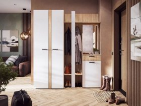 Модульная прихожая Санса (дуб сонома/белый) в Майском - majskij.mebel-nsk.ru | фото