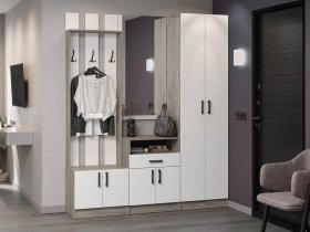 Модульная прихожая Вега (дуб крафт серый/белый) в Майском - majskij.mebel-nsk.ru | фото