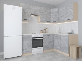 Модульная угловая кухня 1,4м*2,1м Лада (цемент) в Майском - majskij.mebel-nsk.ru | фото