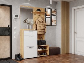 Прихожая Монтана (дуб крафт золотой/белый) в Майском - majskij.mebel-nsk.ru | фото