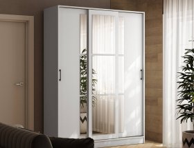 Шкаф-купе 1,6м «Стиль-2» (белый) в Майском - majskij.mebel-nsk.ru | фото