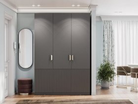 Шкаф трехстворчатый Эккервуд (Нью) (графит) в Майском - majskij.mebel-nsk.ru | фото