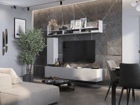 Стенка 2000 Квинта (белый лофт/софт айс/белый) в Майском - majskij.mebel-nsk.ru | фото