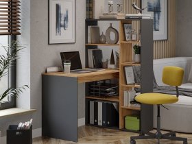 Стол письменный тип 16 (дуб крафт золотой/графит серый) в Майском - majskij.mebel-nsk.ru | фото
